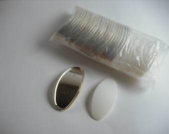 White Plastic Barrette Blanks with Goldtone Base