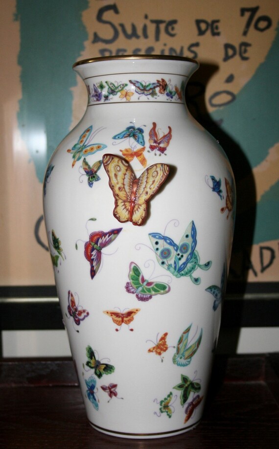 Porcelain Vase with Butterflies Collectible