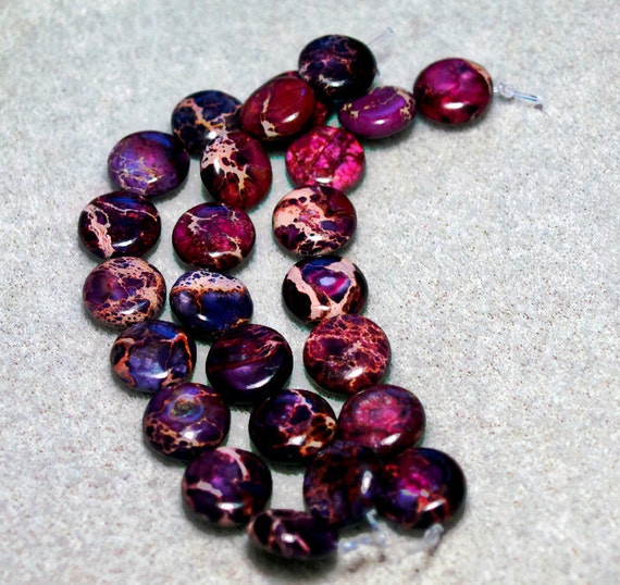 Magenta Coins gemstone beads