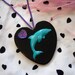 Teal and Black Dolphin Heart Necklace
