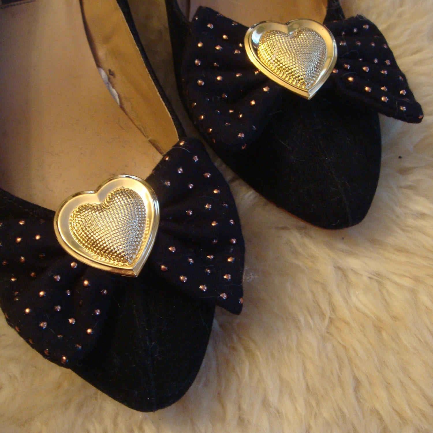 Black Studded Bow Shoe Clips
