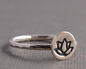 Lotus Ring , Sterling Silver Ring , Lotus Flower Jewelry , Yoga Jewelry