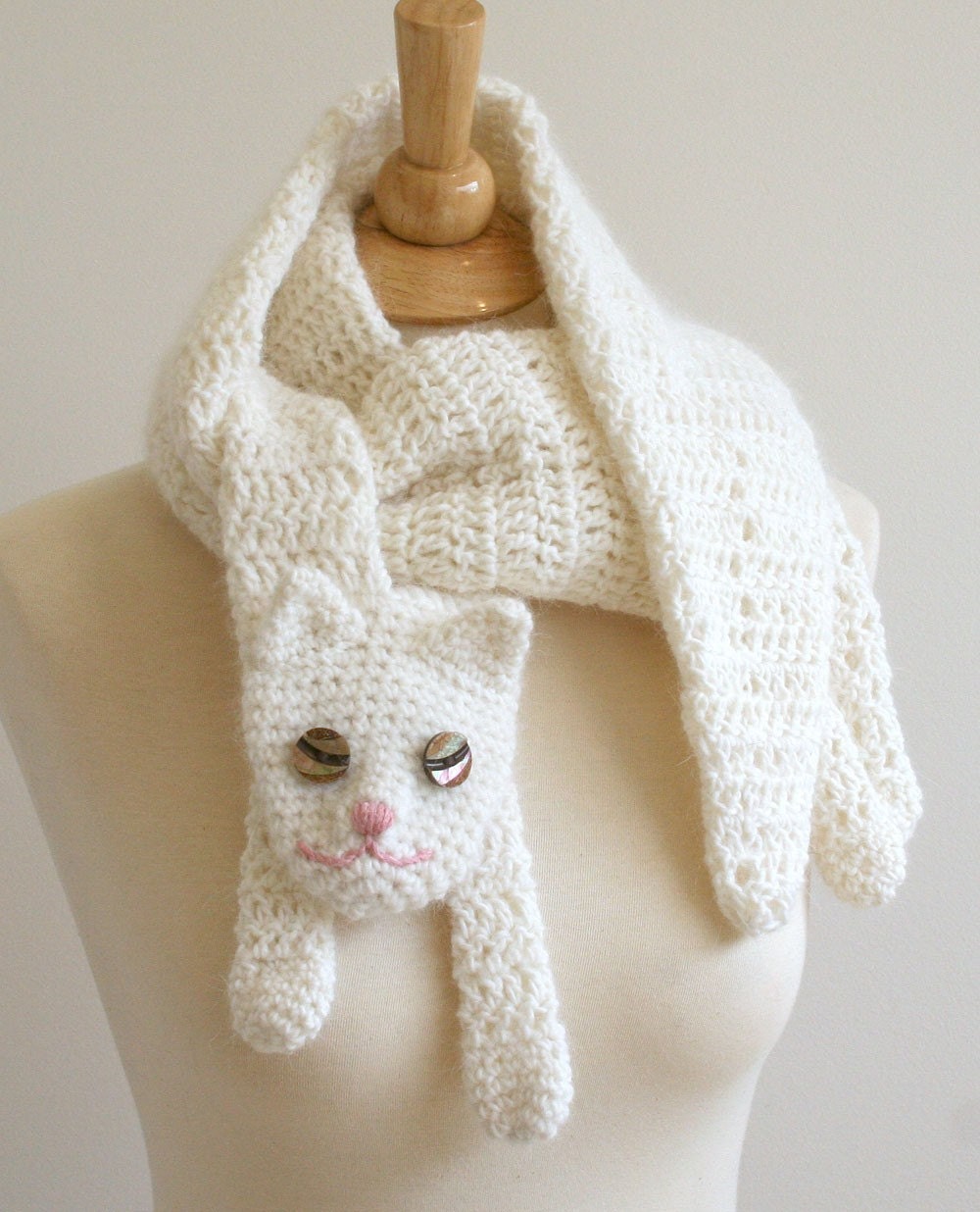 Cat Cuddler Scarf Handmade Crocheted Animal Scarf