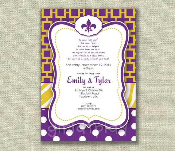 bridal shower football invitation tailgate tigers