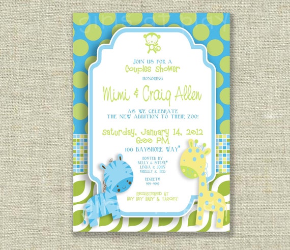 Animal Print Baby Boy Shower Invitations 8