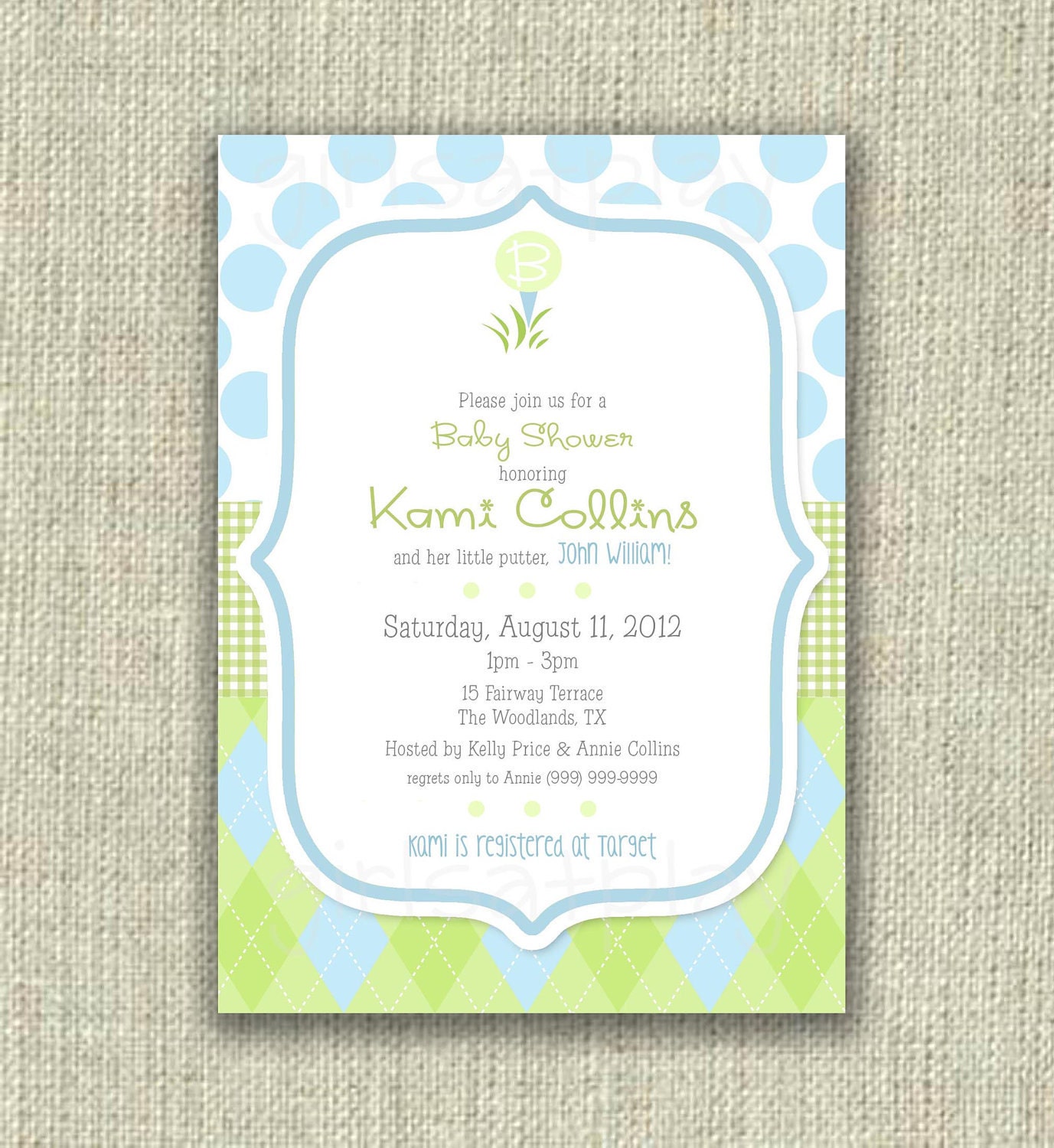 Blue And Green Baby Shower Invitations 4