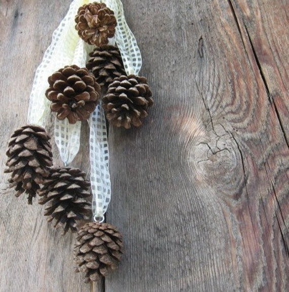 PINE CONE RIBBONS natural hanging Decoration Great for