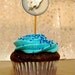 Silver Retro Rocket to the Moon Cupcake Toppers 3D Metallic - Set of 12