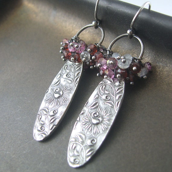 Valentine Jewelry Silver Gemstone Cluster Earrings Earrings