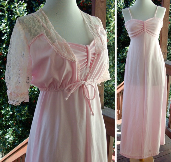 Cotton CANDY Pink 1970's Vintage Polyester Gown with