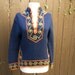 Vintage 1960's Hippie Wool Sweater in Navy Blue