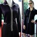 COVER GIRL of MIAMI 1960's 70's Vintage Black Polyester Dress with White Striped Trim Small