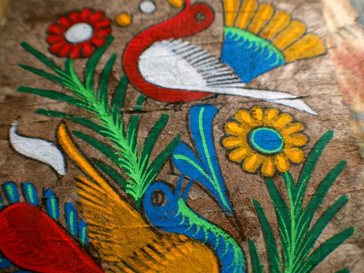 Vintage Amate Bark Painting Mexican Folk Art by ashburylane