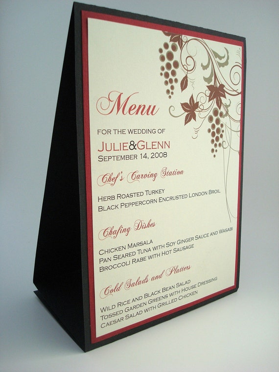 Items similar to Wedding Reception Menu Tent Card on Etsy