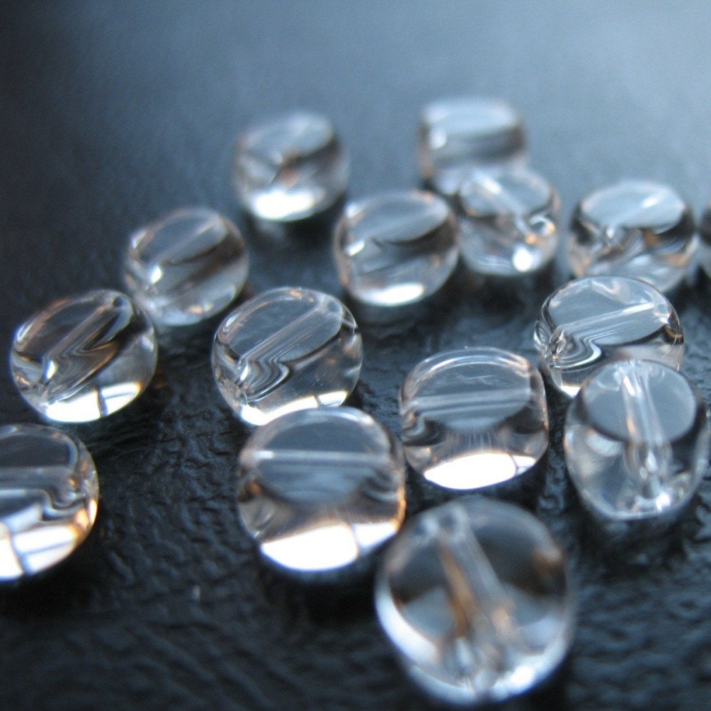 4mm Flat Clear Glass Circle Beads pkg25