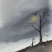 SALE - October Moon Rise - Original Watercolor Painting