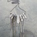 clear crystal quartz necklace, extra long - gunmetal, silver, & antique brass chain