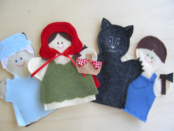 Little Red Riding Hood Hand Puppet Set by Mahalo on Etsy