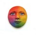 Rainbow Blue Eyes Art Doll Face Cab Bright Colorful Polymer Clay Cabochon Goddess roygbiv Blue Purple Red Orange Yellow Green 2615