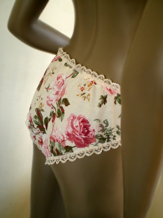 Roses Cotton Panties Pale Pink Shabby Chic Old Fashioned Rose