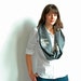 Charcoal Linen Infinity Scarf with Algae Print