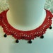 Red Scarlet Crochet Beaded Necklace Steampunk Gothic Victorian Noir Wiccan Vampire