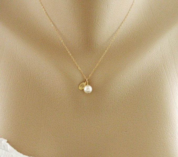 Initial Pendant Pearl Necklace Personalized Monogram