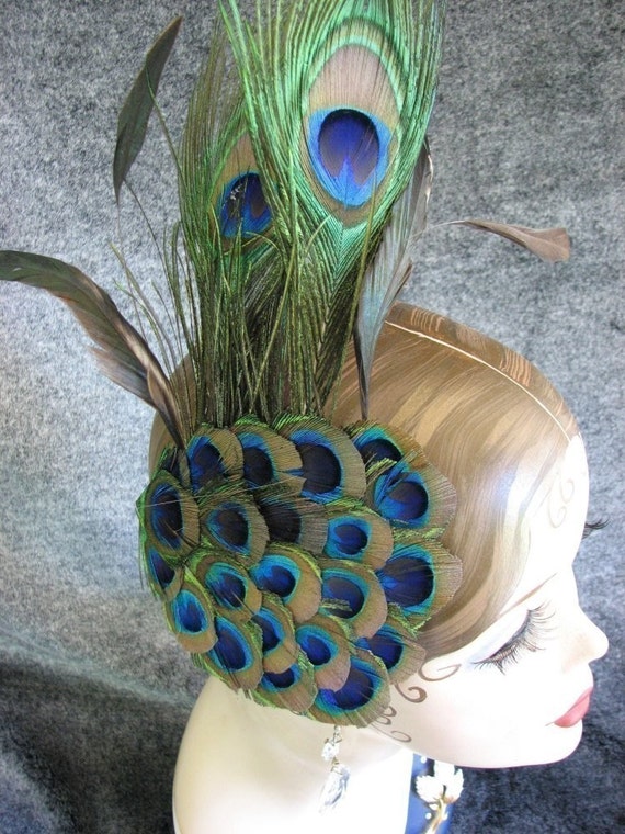 Hat Headpiece Peacock Feather Fascinator 3036