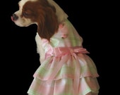 Dog Dresses:Pink and Green Plaid Pastel Spring  Dog Clothes Apparel miascloset