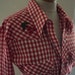 Vintage Cherry Red White Gingham Check Button Down Blouse SHirt