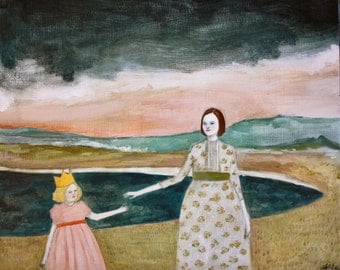 fine art print of original oil painting - Clover followed her imaginary friend everywhere