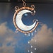 SALE, Moon Shine, Glass and Metal Sculpture, Stained Glass Moon, Wind Chimes, Mobile, Wall Hanging