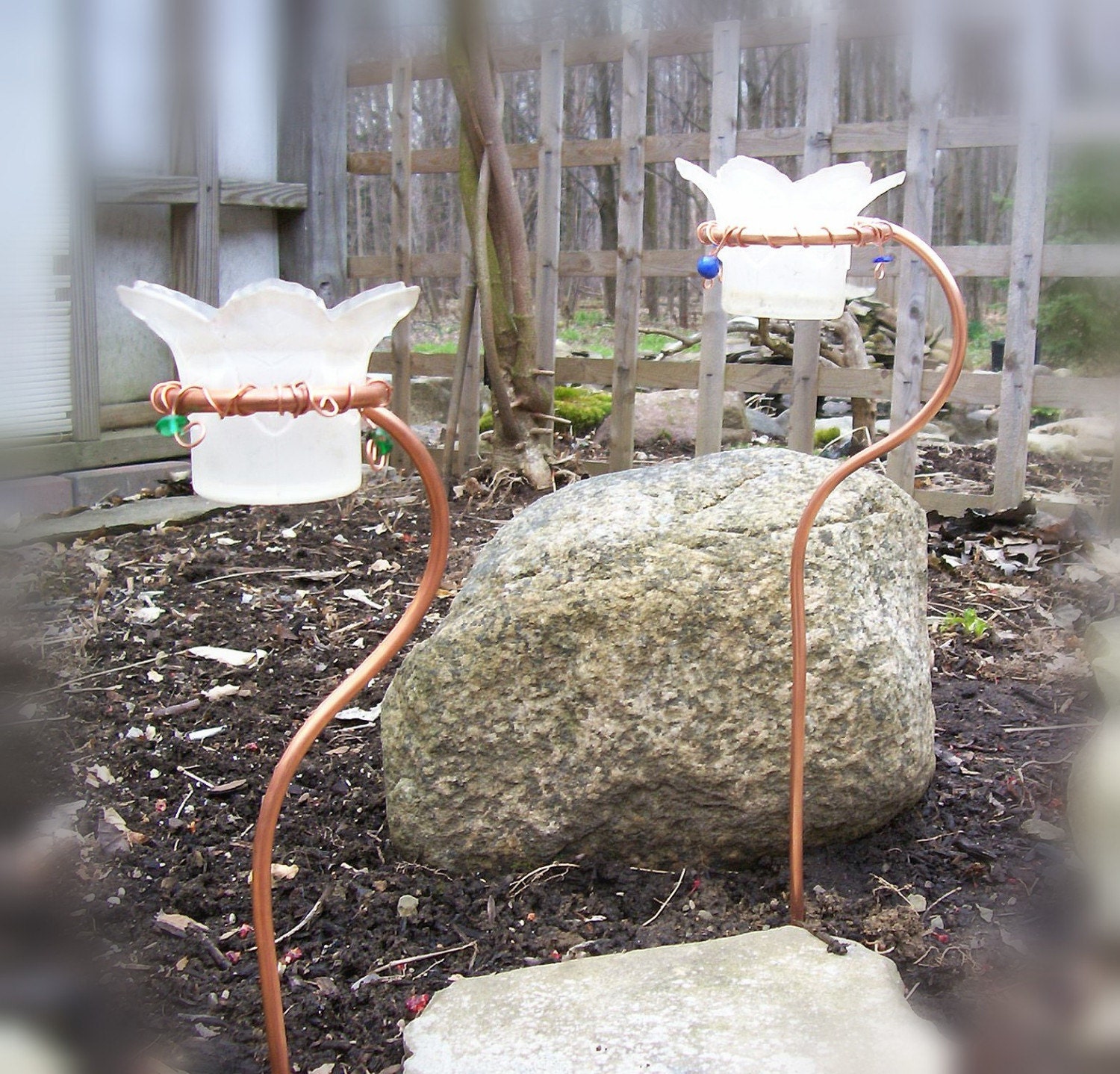 2 Copper Garden Stake Candle Holders by JewelsInTheGarden on Etsy
