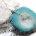 Aqua Marina, Solitaire Geode Slice Necklace