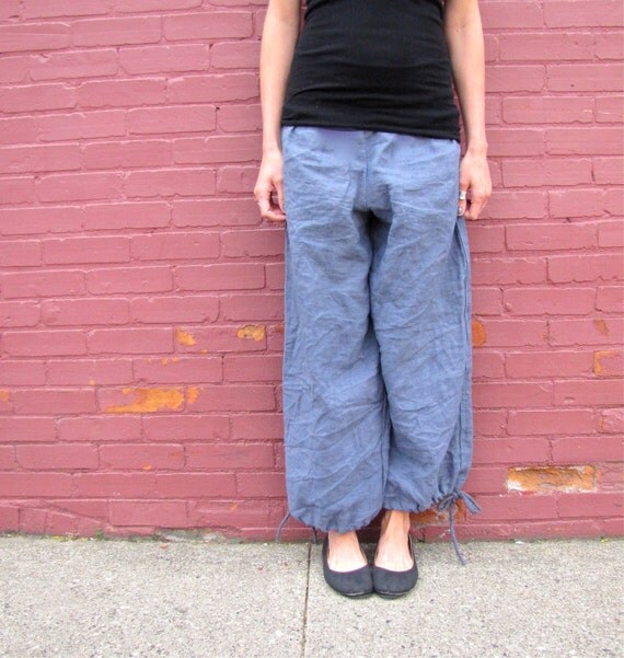 Hemp Linen Drawstring Cuff Pants by consciousclothing on Etsy