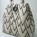 Chevron black white tote shoulder bag, handbag, diaper bag , laptop bag, purse, EMBROIDERY linen