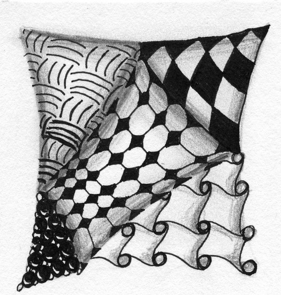 Zentangle drawing 3 by purplepaint on Etsy