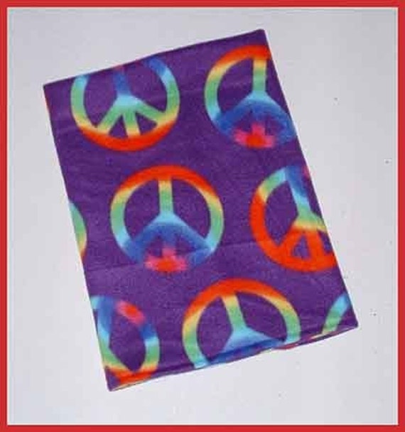 Tye Dye Peace Signs On Purple Fleece Neck By Handmadecrafter