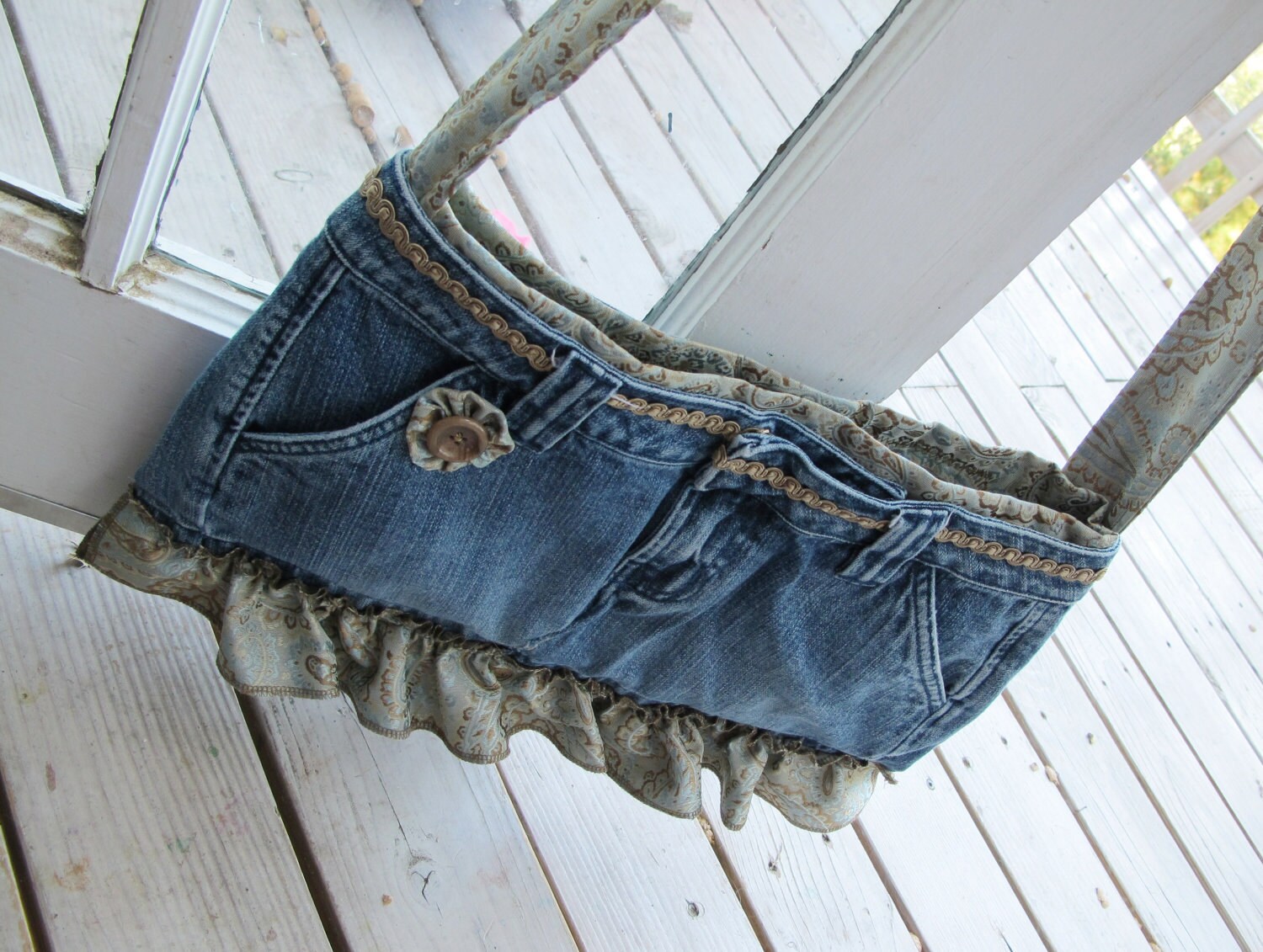 Recycled Denim Purse Boho Hippie Purse Recycled Jeans Purse