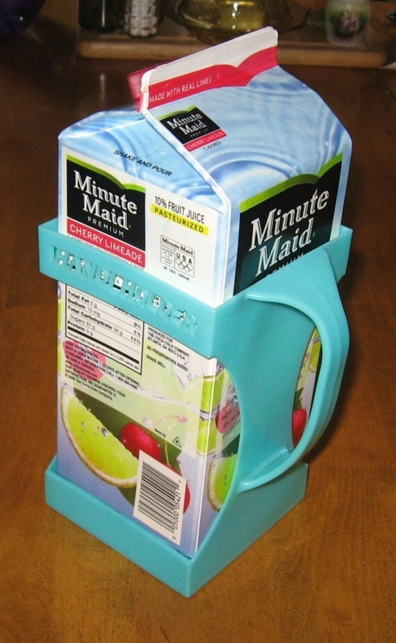 HANDI HOLDER Vintage milk/juice carton holder with handle AQUA