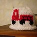 knited fire Engine Truck hat - white hat