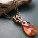 Copper Swarovski® Crystal Necklace, Antique Gold Filigree Necklace, Natural Brass Chain, Crystal Drop Pendant, Vintage Inspired, Floral
