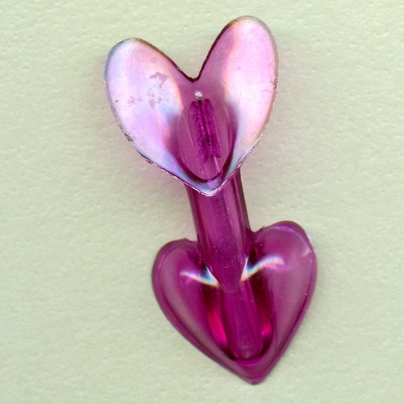 Vintage plastic flower holder vase pin brooch purple heart