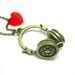 Groove with the Music Necklace // Brass Solid 3D Headphone Charm // Red Swarovski Crystal Heart // 17" Brass Chain // Last Piece