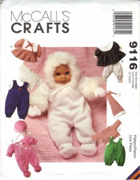 8 inch thru 16 inch Baby Doll Clothes UNCUT McCalls Sewing