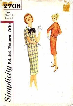 Simplicity #1737 Girls Dress Pattern Size 10 c.1956