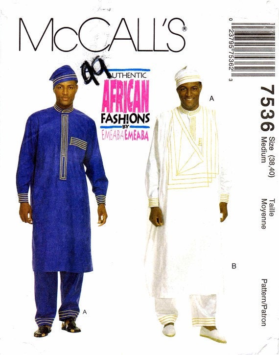 McCall's 7536 Sewing Pattern African Fashion Emeaba Mens