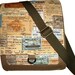 Vintage Train stub Euro style Messenger with 4cm wide accessories straps, your choice of Olive green, Black, or Brown(cotton) STRAPS Bronze or silver metal accessories