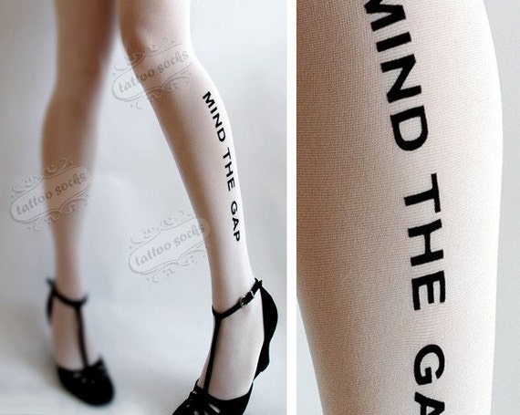 Naughty Mind The Gap Tattoo Thigh High Socks White By Tattoosocks