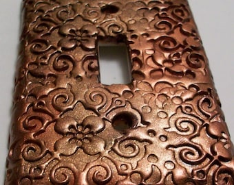 Swirls and flowers Copper light switch cover